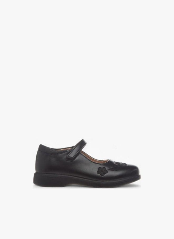 Flora Bella Embroidered School Shoes With Hook And Loop Closure