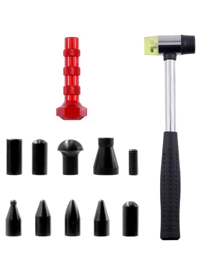 11Pcs Paintless Dent Repair Tool Kits, One Dent Rubber Hammer with 9 Different Shaped Heads Tips and 1 Metal Tap Down Pen , Dent Removal Tap Down Tools,Sturdy and Durable,for Cars Dent Repair