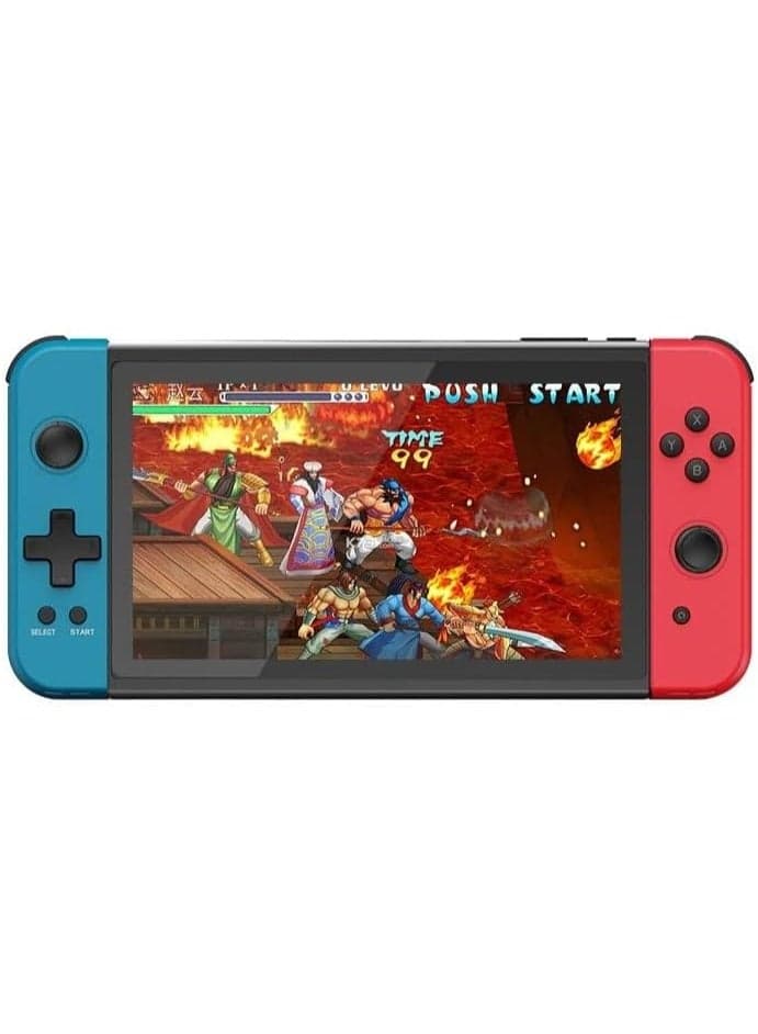 X70 HD Retro Handheld Game Console – 7-Inch Large Display, 64GB, 6000+ Built-In Games, FC/Arcade/Simulator Support, 3500mAh Battery, TV Output – Portable Gaming Console (Blue/Re