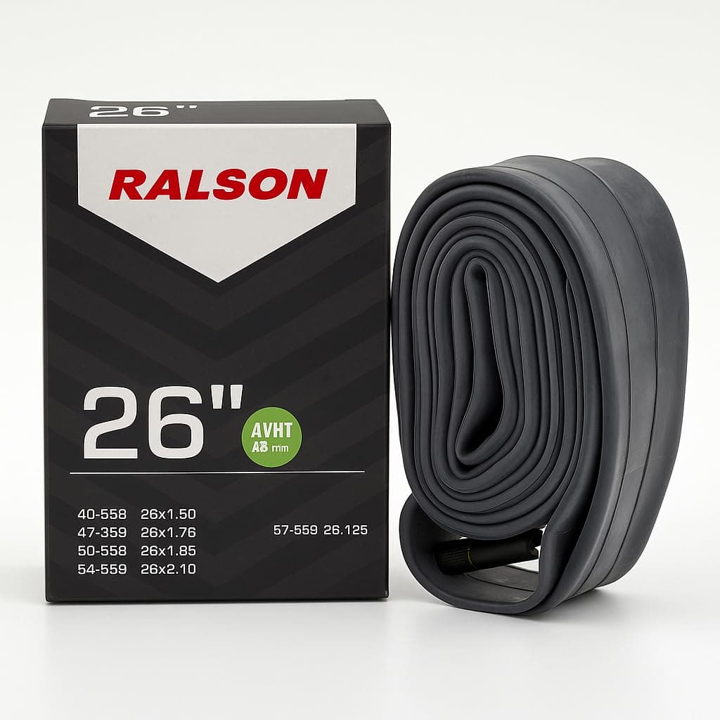 RALSON Bicycle Inner Tube 26 Inch × 1.50/1.75/1.95/2.10/2.125, 48mm AV Schrader Valve – Heavy Duty Butyl Rubber Bike Tire Tube, Compatible with MTB, Road, Hybrid & Cruiser Bicycles