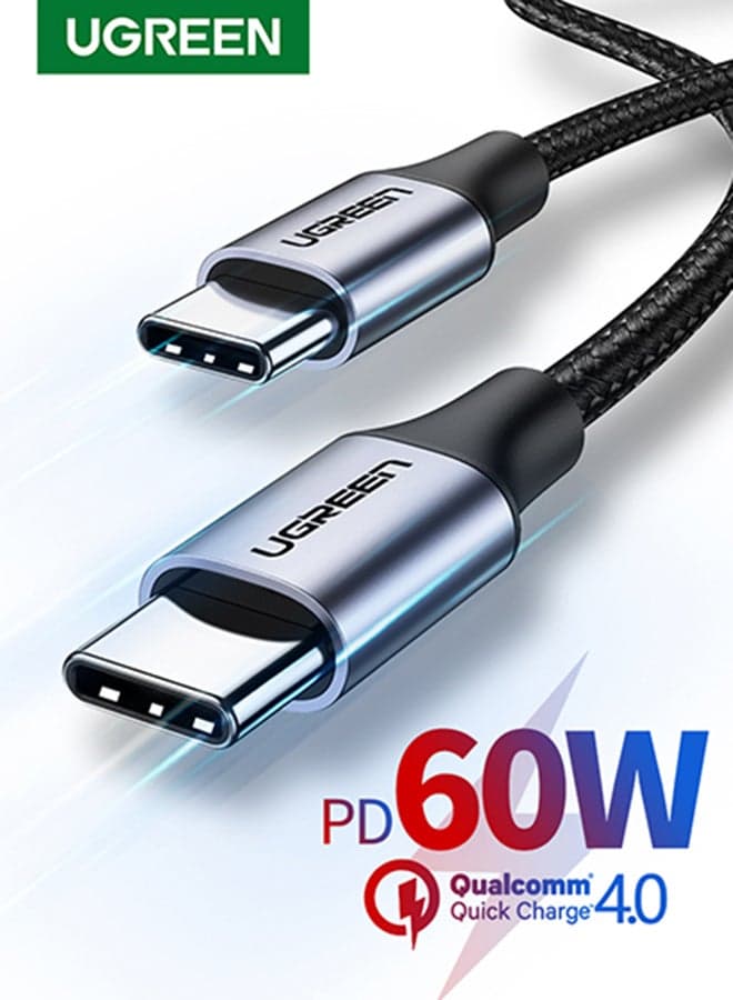 60W USB Type C Cable Nylon Braided USB C to USB C 2.0 Cable (C to C) Compatible For iPhone 16 15 Pro Max iPad Pro Air mini 6 MacBook Pro Air Galaxy S24 S23 Ultra Z Fold Xiaomi Honor OPPO OnePlus 2M 2M
