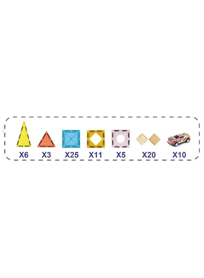 80 PCS Magnetic DIY Blocks Set 5.5cm – Colorful Magnetic Building Tiles with Cars for Kids Creative Construction Play, STEM Learning Toy Set