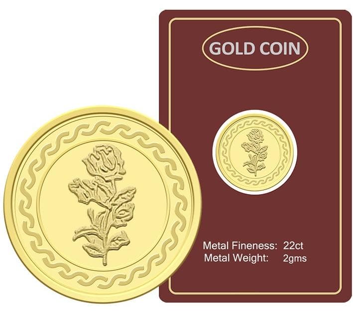 2g Gold Coin with Flower & UAE Heritage Building Design Gold Coin - 2 Gram 22KT