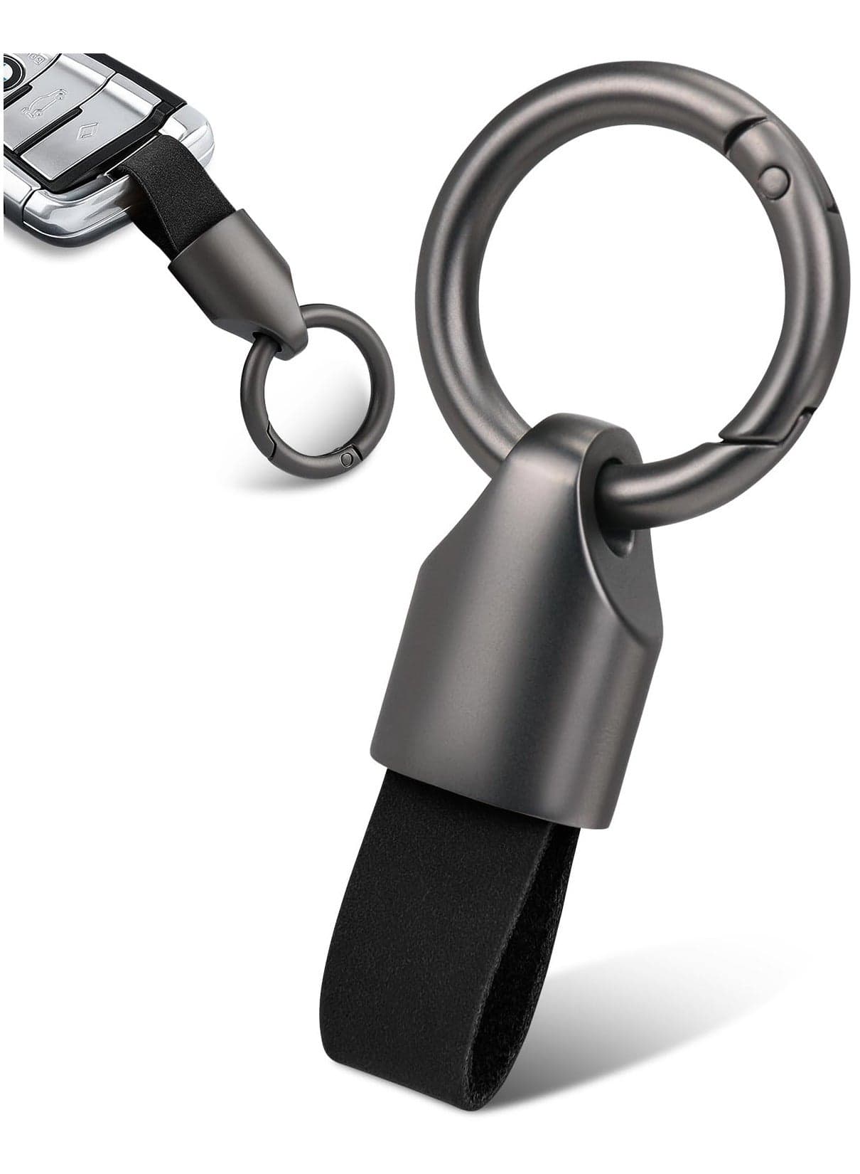 Car Key Chain Ring Clip, Keychain Ring For Keys, Auto Vehicle Key Chain Accessories,Universal Detachable Leather Car Keychain, Small Key Fob Accessory with O-Ring Keyrings