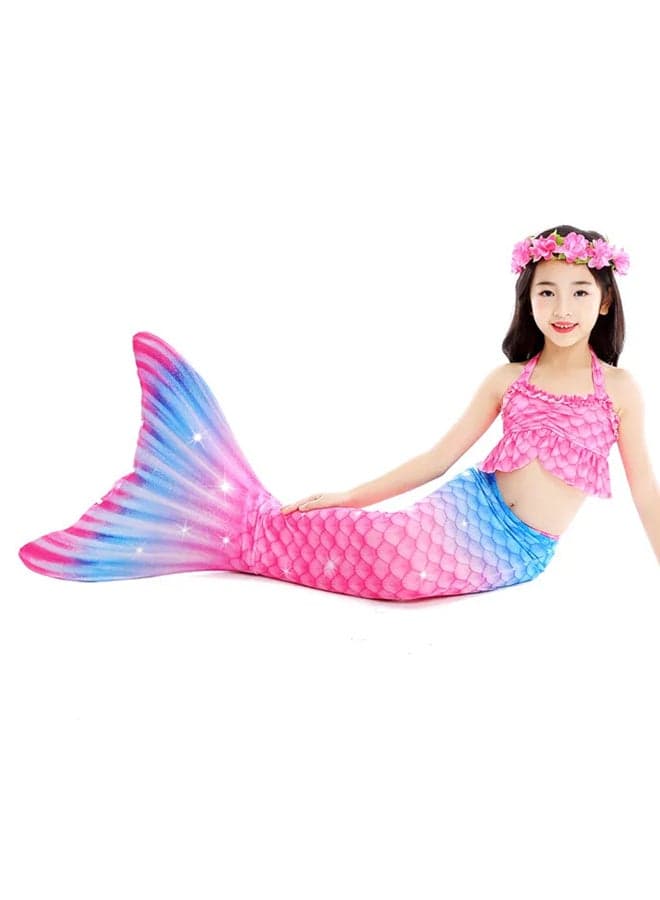 3 PCS The Little Mermaid Tails Costume Set for Girls Princess Dress Bikini Kids Swimsuit Pink