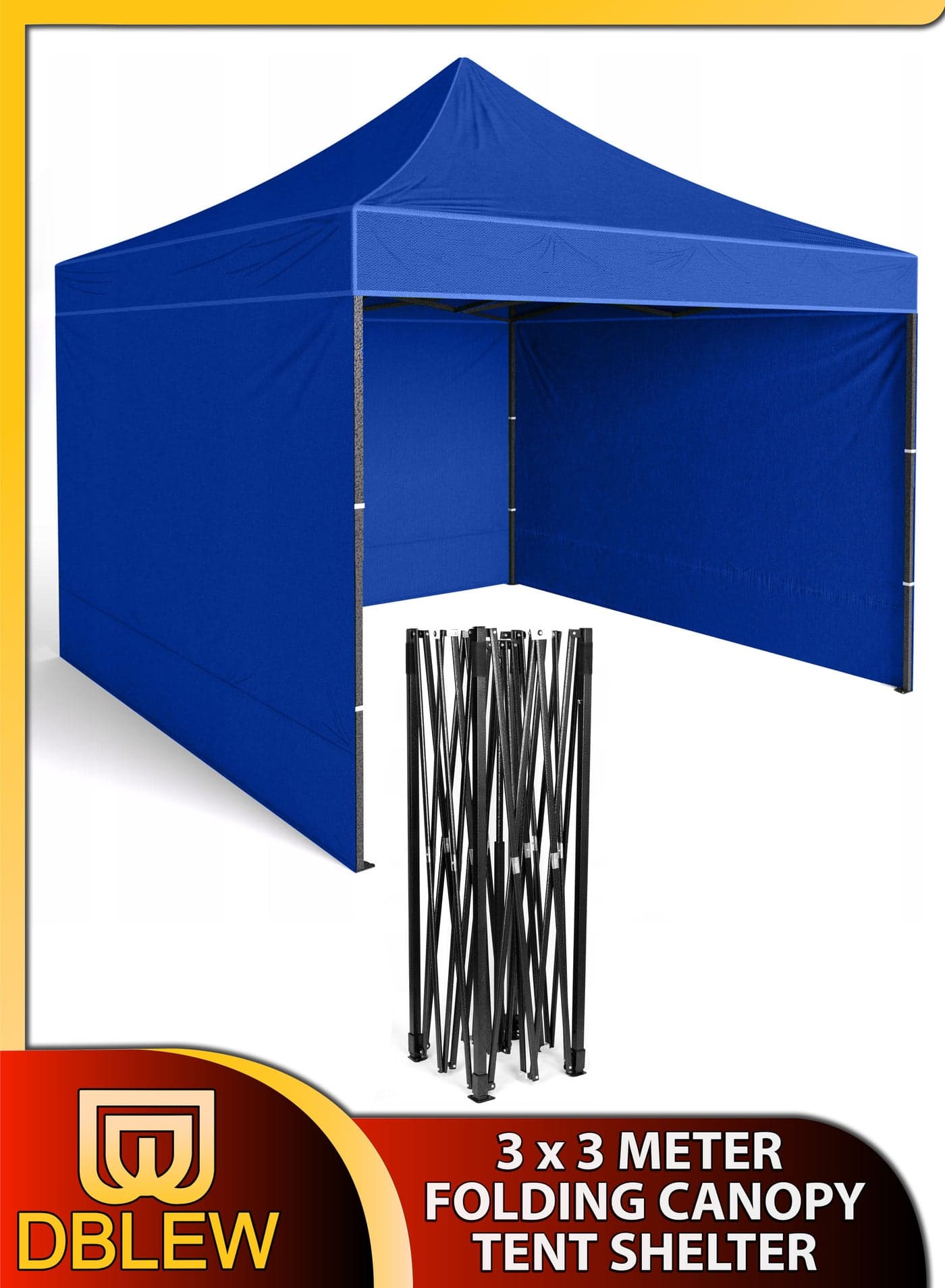 3x3 Meter Steel Frame Ground Tent for Outdoor Events Parties Markets Exhibitions Beach Picnics Camping Catering Advertising Gardens Pavilion Gazebo Stand Waterproof UV Protected Canopy Shelter Shade