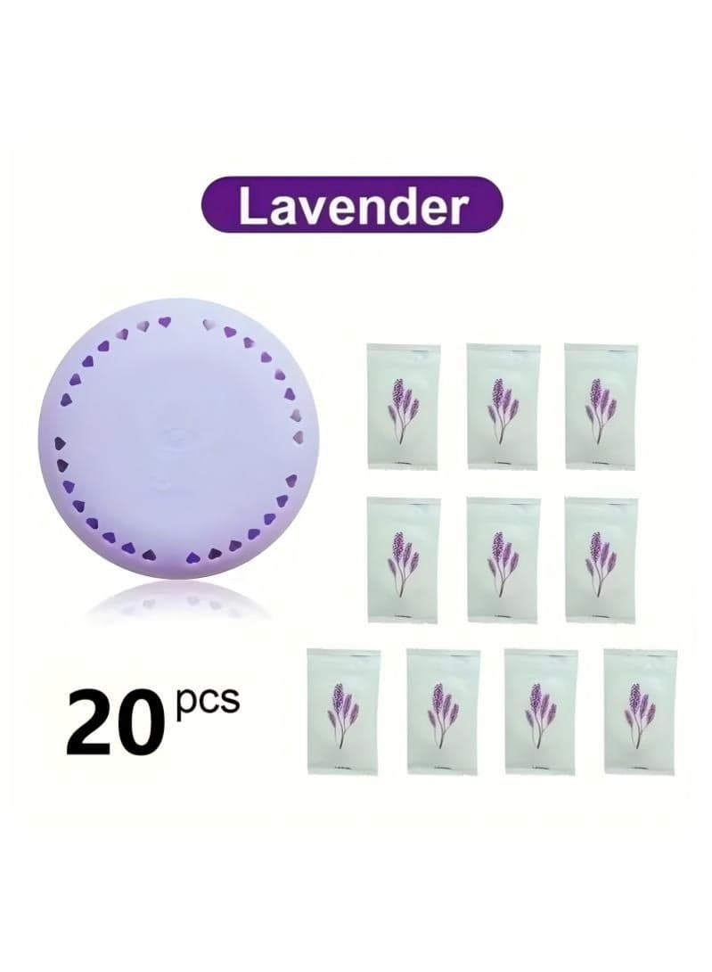 20pcs Lavender Scented Air Freshener Tablets - Long-Lasting Odor Eliminator for Home, Car, Bathroom, Closet & Wardrobe - Compressed Solid Deodorizer with Extra Shell