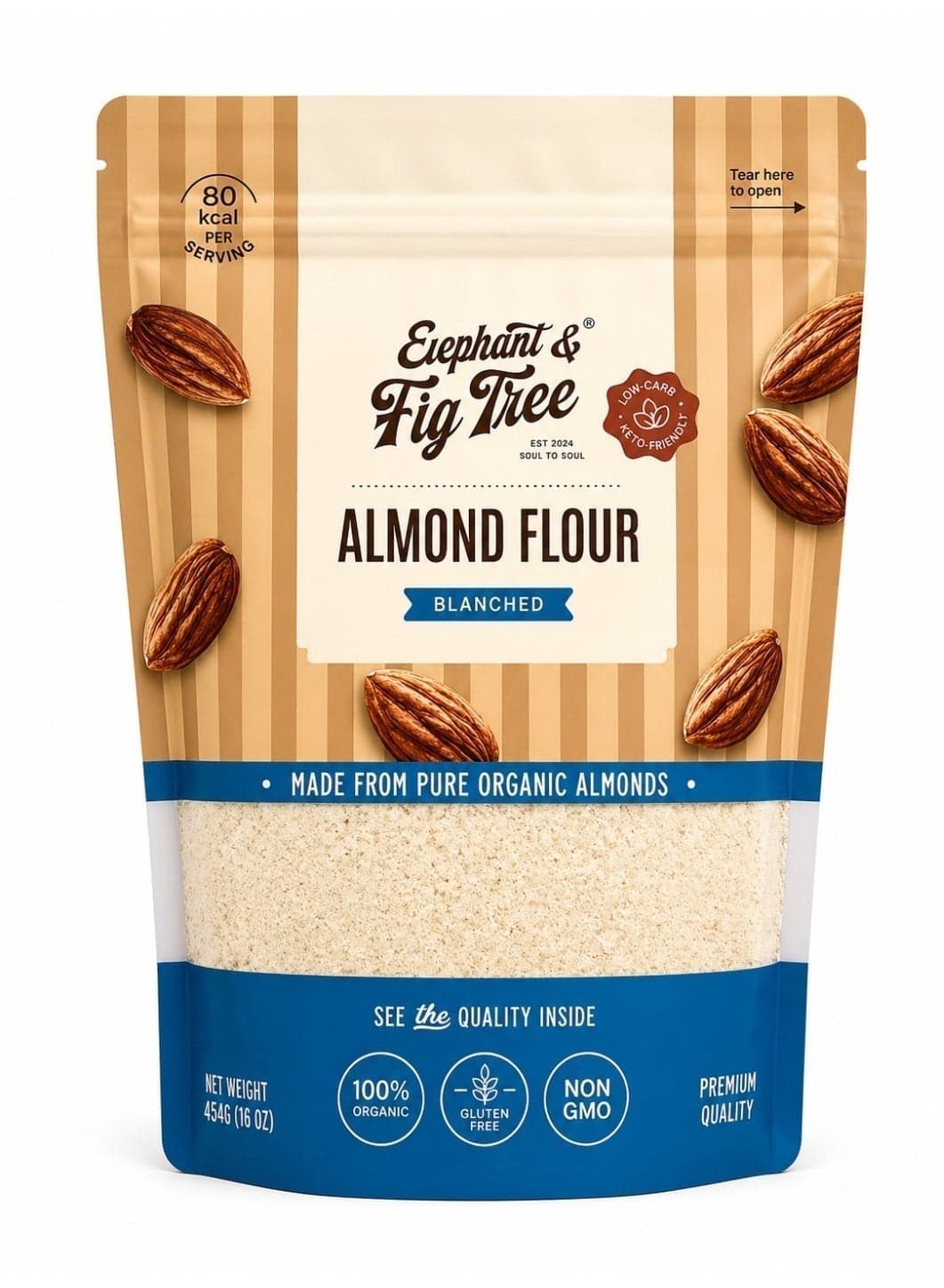 Almond Flour 450g – Blanched, 100% Organic, Gluten-Free, Keto & Low-Carb | Made from Pure Organic Almonds