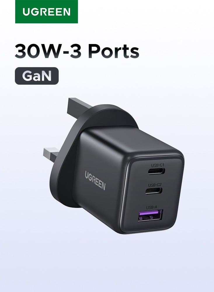 30W 2C1A GaN Charger Type C USB C Adapter USB Wall Plug Fast iPhone Charger Multi Ports Charger Portable Compatible With iPhone 16 Series Galaxy 25 24 Series iPad Pro Air Mini Apple Watch Xiaomi Huawei - 30W 2C1A