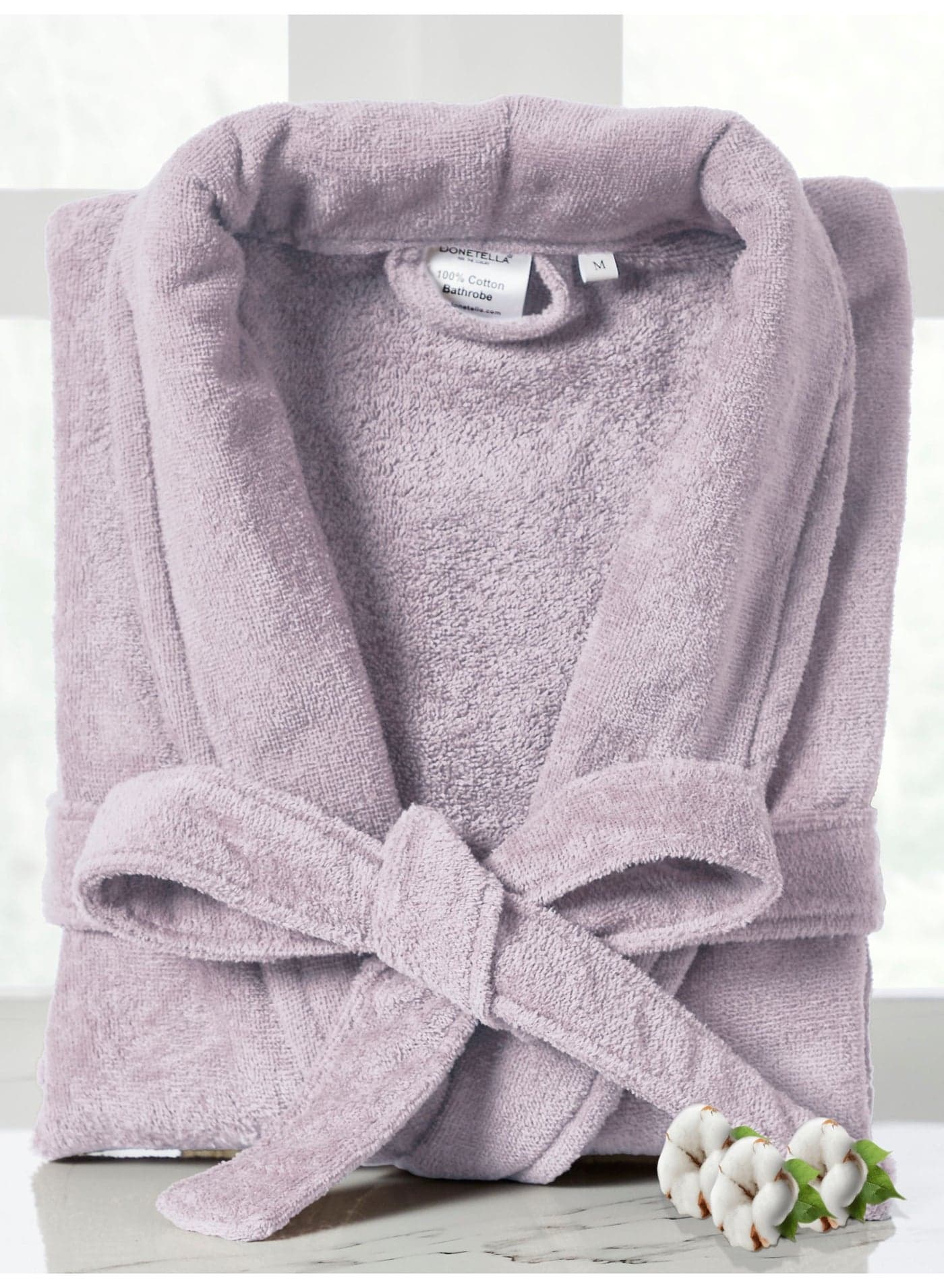 Unisex 100% Cotton Velour Bathrobe Small & Medium Size, 400 GSM, Luxurious & Absorbent, Soft Velvet Feel, Ankle-Length with Shawl Collar & Pockets