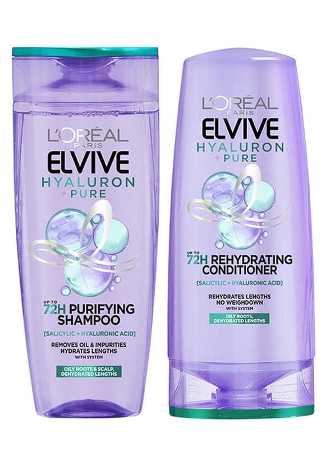 Elvive Hyaluron Pure Shampoo 400ml + Elvive Hyaluron Pure Conditioner 360ml