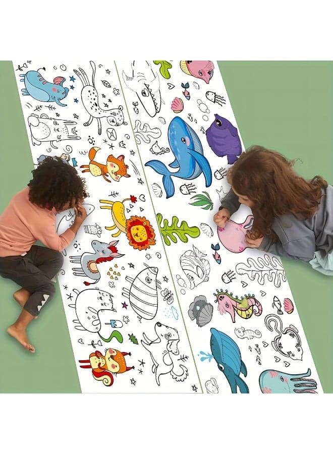 Creative Doodle & Coloring Roll for Kids – 300/600CM Expandable Graffiti Paper with Various Themes (Princess, Dinosaur, Transportation) – Ideal for Developing Creativity & Motor Skills – Watercolor Compatible – Perfect Gift for Holidays, Christmas, Halloween & New Year