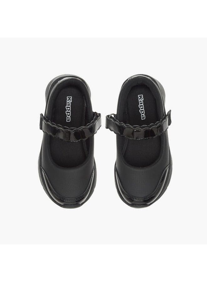 Girls' Panelled Mary Jane School Shoes with Hook and Loop Closure