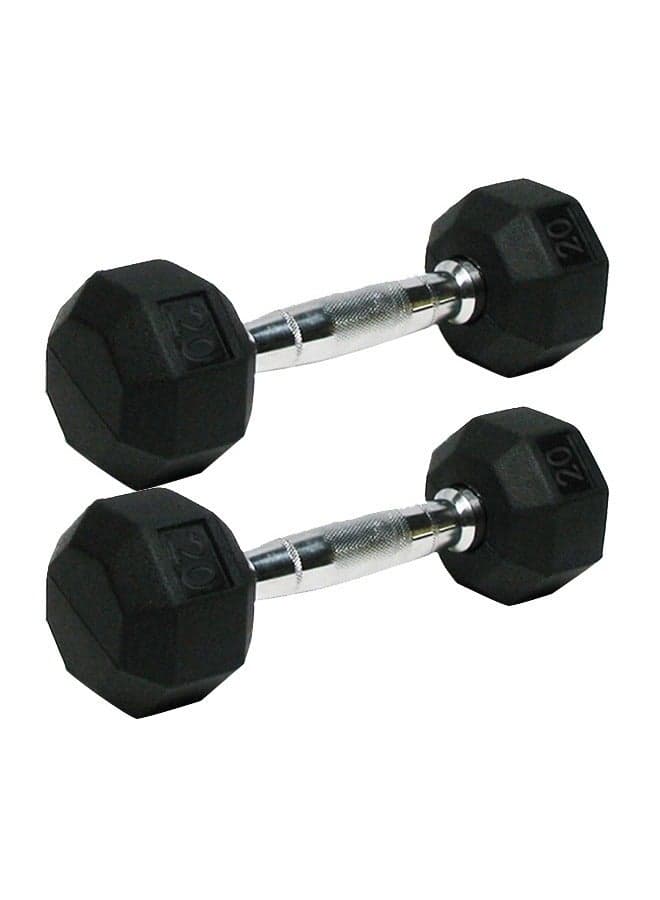 20 lb (9.1 kg) Rubber‑Encased Hex Dumbbell Pair – Cast‑Iron Core with Chrome Handle