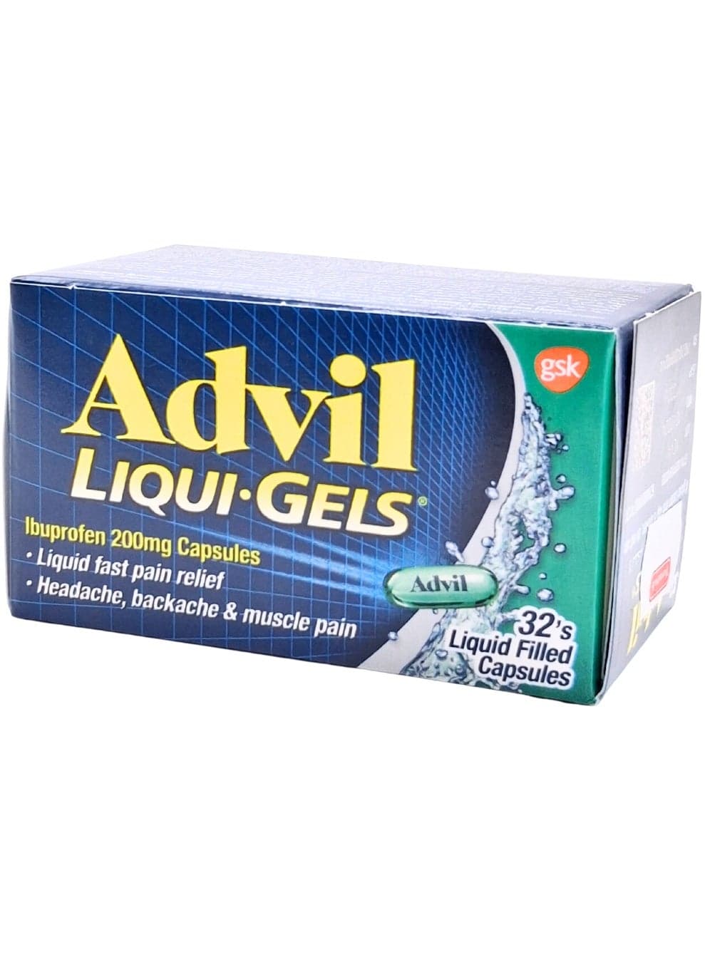 Advil Liquid Gels 200mg Ibuprofen Capsules (Fast-Acting Pain Relief, 32 Caps)
