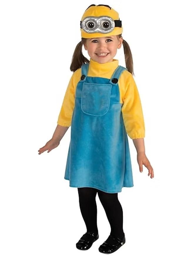 Cosplay Costume for Toddlers Girl - Jumpsuit Dress with 3D Goggle Mask, Overalls Prints -Premium Polyester with Elastic Waist - for Halloween, Themed Parties, Role Play & Movie Events