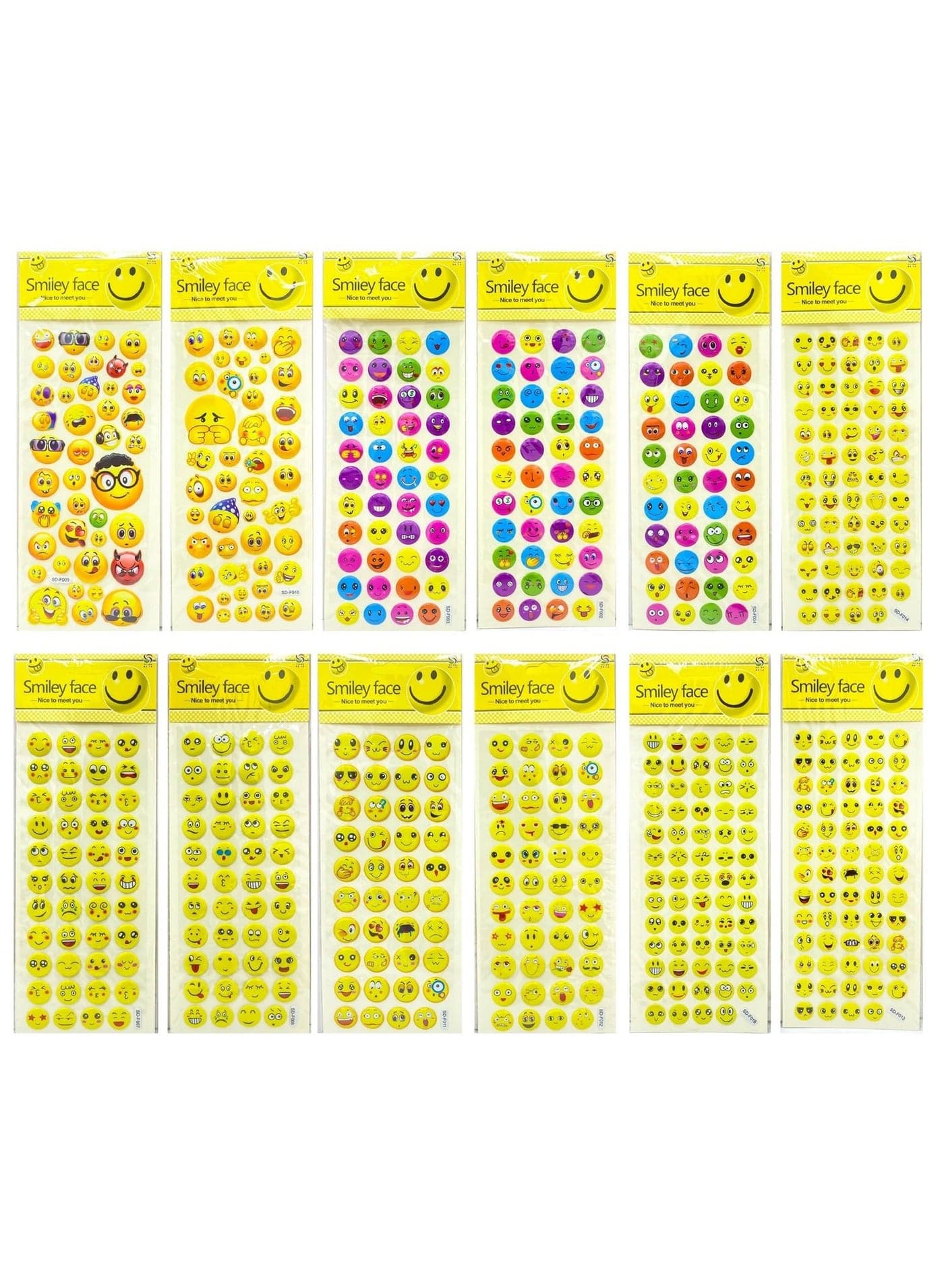 12-Pack Smiley Stickers For Kids