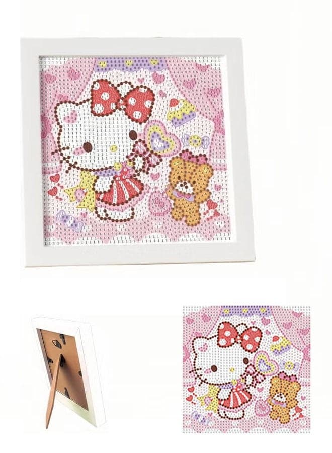 Cartoon Diamond Art Kits for Kids with Frame - Kid Diamond Art Painting Kit Cartoon, Cute Gem Arts for Kids Ages 4 6 8 12, Easy DIY Crystal Gem Kits for Children Girls Boys Gifts