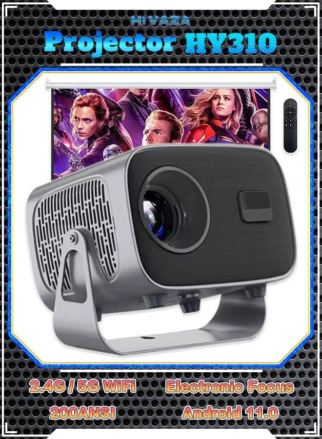 LED Projector - Support 4K - Support 160 Inches - Portable Projector with Remote Control - 5G Wifi and Bluetooth - Electric Focus - Mobile Home Theater - Movie Projector Compatible with Android/iOS/Windows/TV Stick/PC