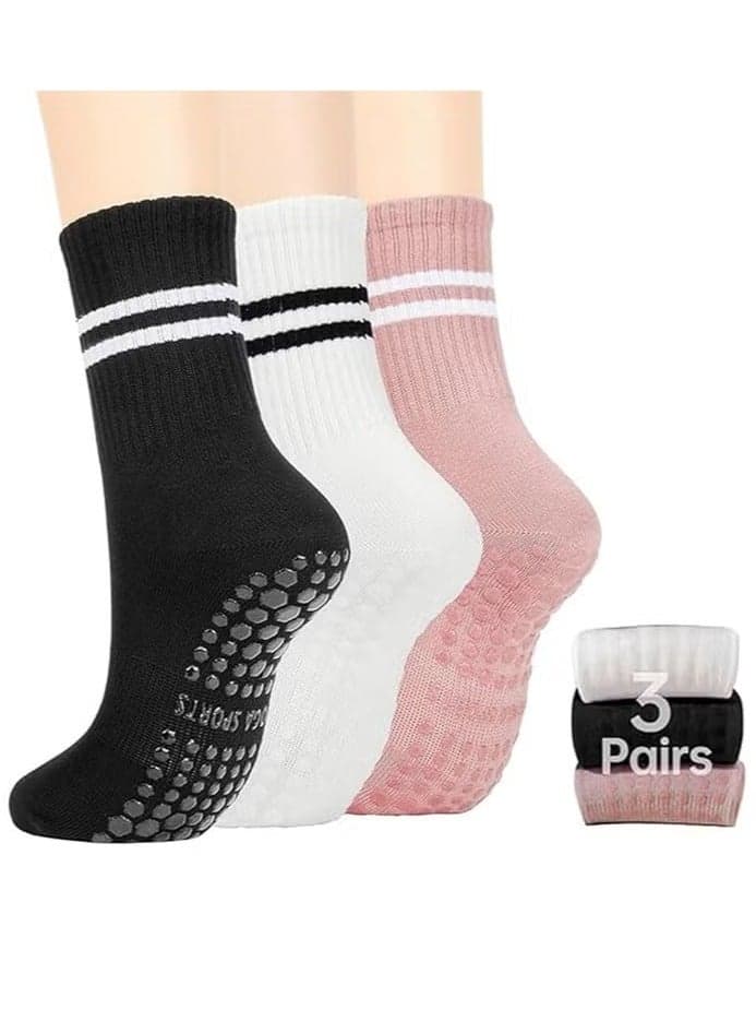 3 Pairs Yoga Socks For Women,Non Slip Socks Pilates Socks For Yoga,Pilates, Ballet, Dance, Workout