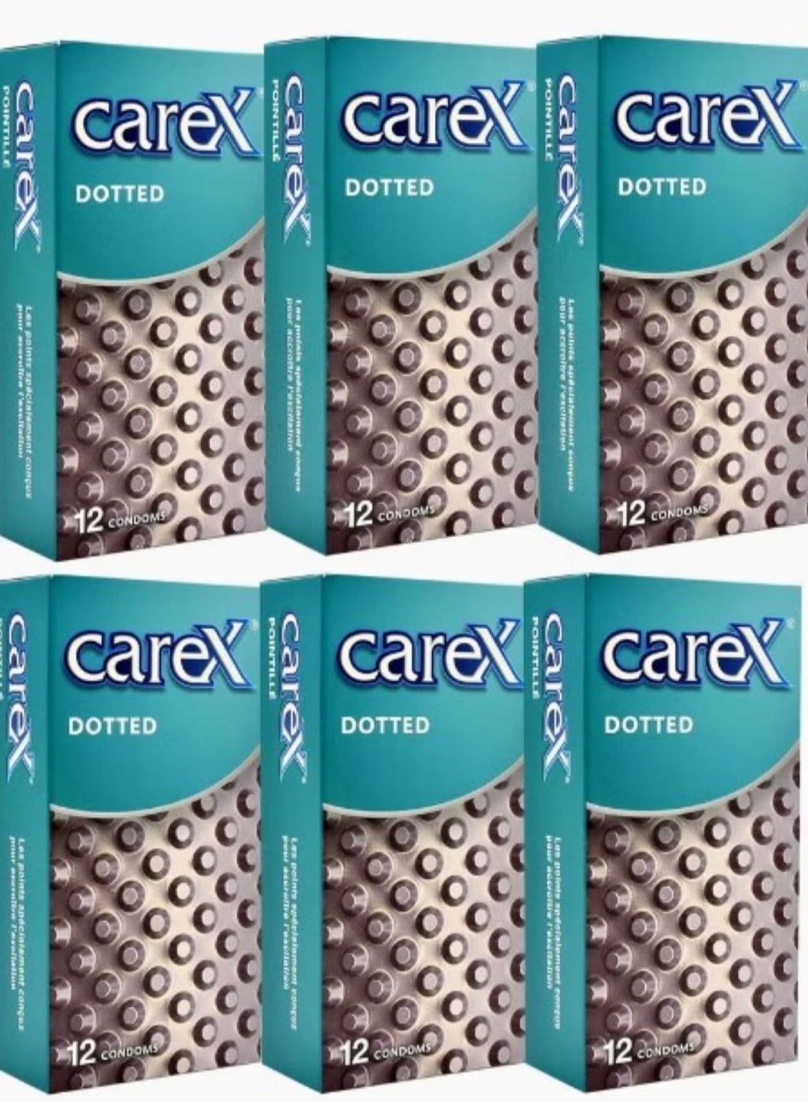 Carex Dotted Condoms Pack of 6 Boxes – Extra Dotted Texture for Enhanced Sensation – Lubricated Natural Latex Protection