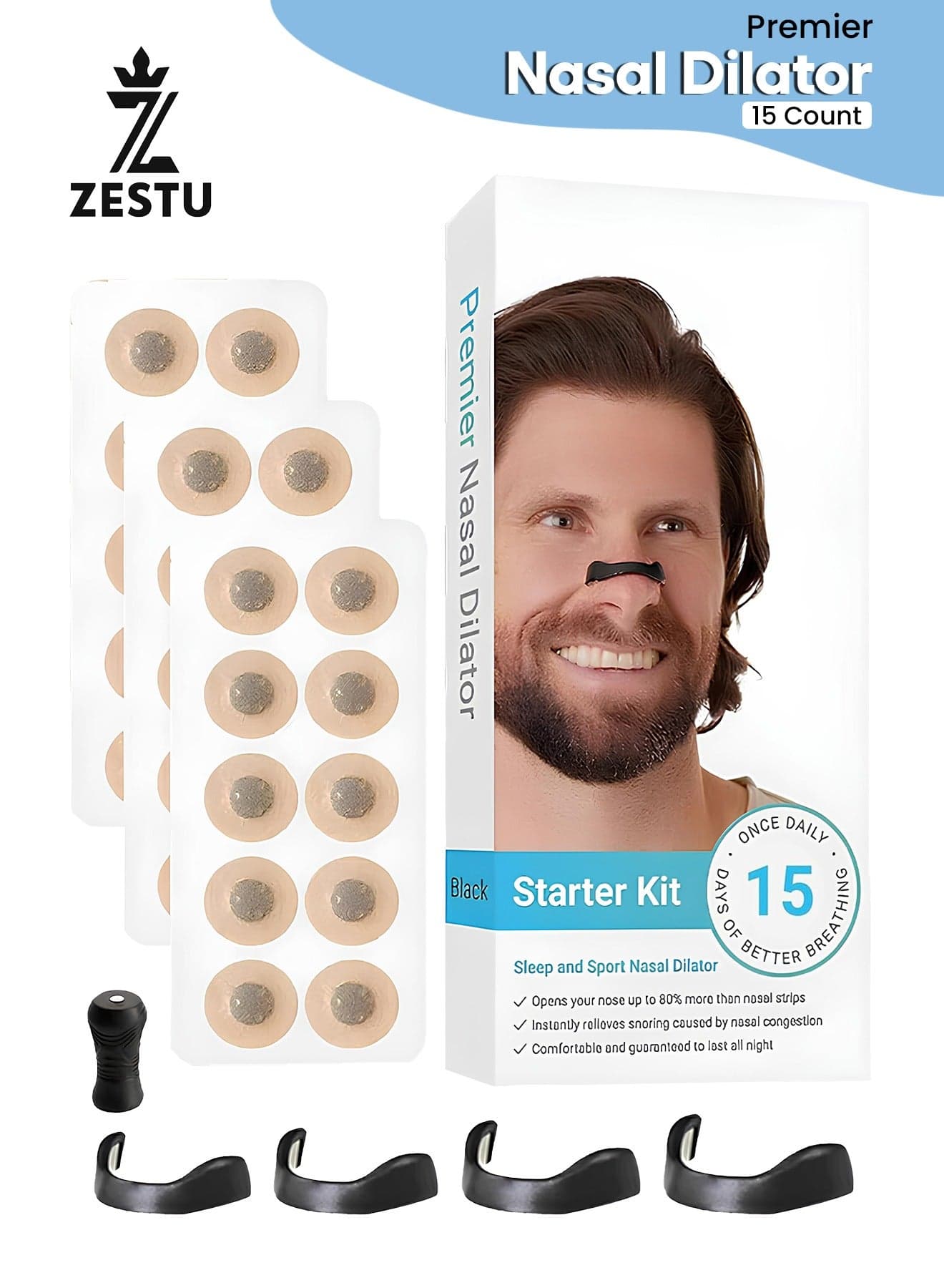15 Count Magnetic Nasal Strips Snore Stopper Anti Snoring Device for Men & Women – Nose Breathing Strip, Nasal Dilator & Anti Snore Nose Magnet – Snoring Stopper Clip, Nasal Strips for Anti Snoring, Breathe Well Nasal Strips for Sleeping
