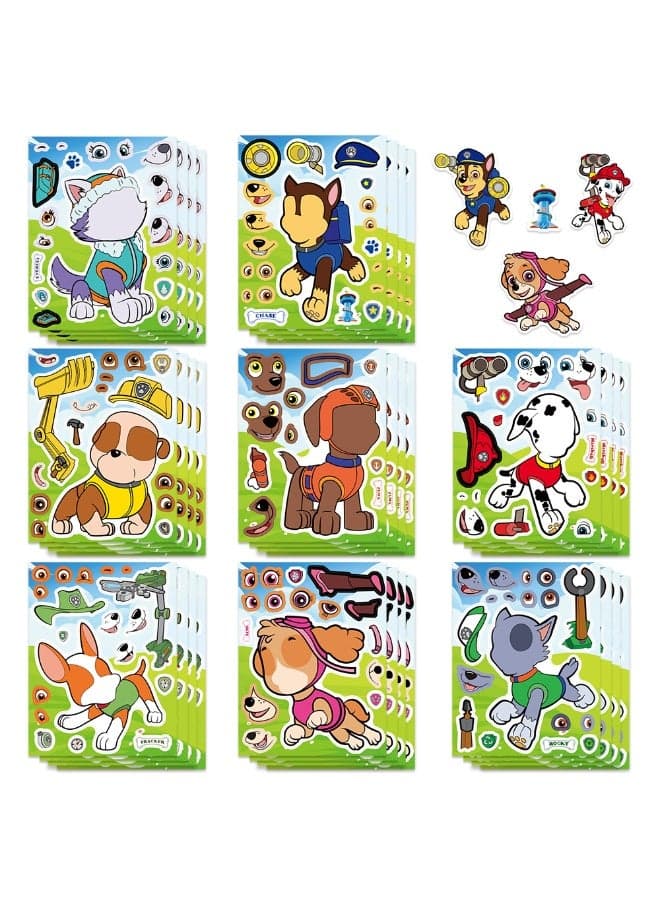 8 Sheets/Set PAW Patrol Stickers Waterproof Make a Face Puzzle Stickers DIY Craft for Kids