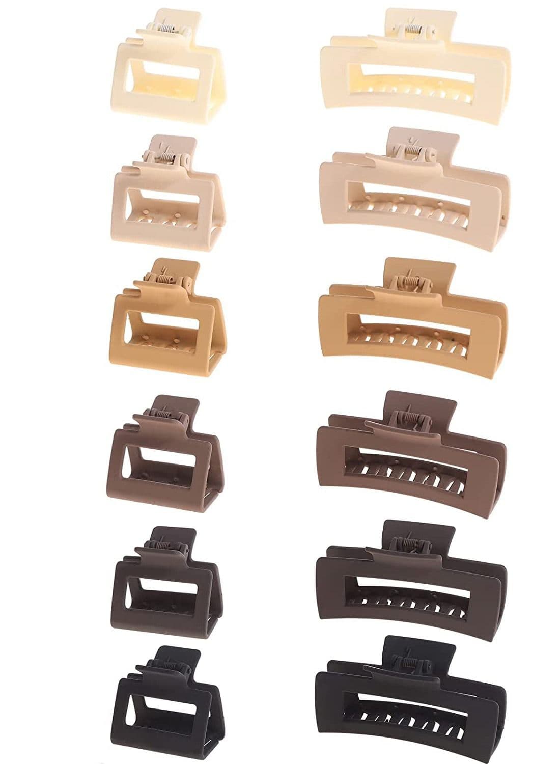 12 Pack Square Claw Clips Big and Small Neutral Rectangle Hair Non slip Matte Large for Women