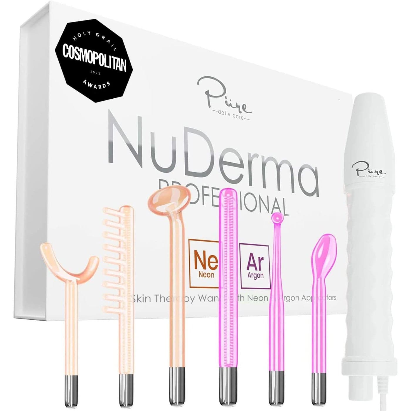 NuDerma Professional Skin Therapy Wand - Portable Skin Therapy Machine with 6 Neon & Argon Wands - Boost Your Skin - Clear Firm & Tighten