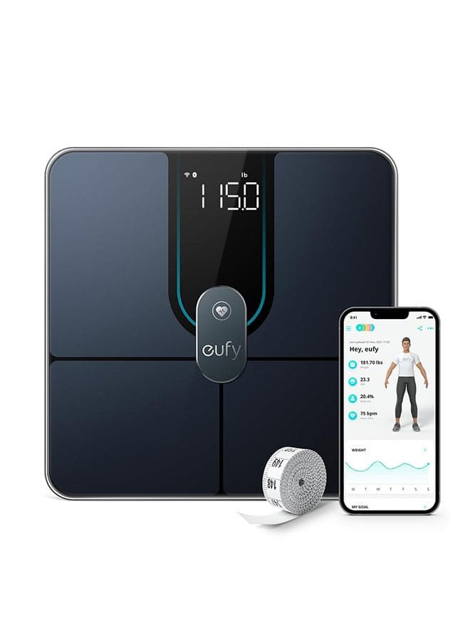 Smart Scale P2 Pro Weight Scale With Wi-Fi Bluetooth 16 Measurements Including Heart Rate Body Fat Bmi Muscle And Bone Mass 3D Virtual Body Mode 50 G/0.1 Lb