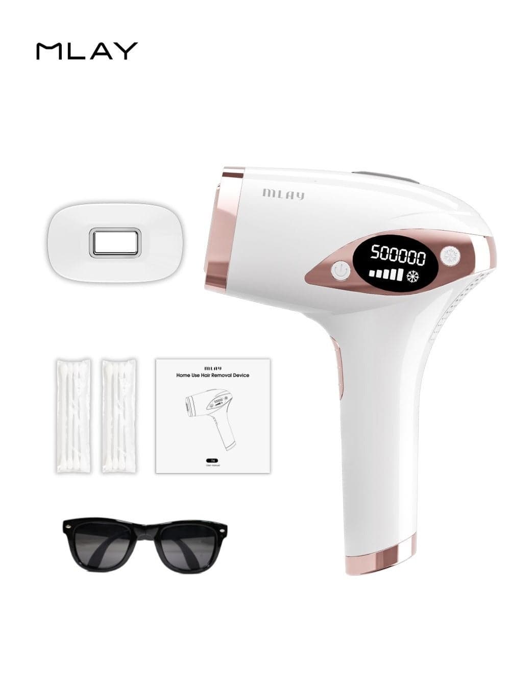 T4 Ice Cooling Laser Hair Removal Device, 500,000 Flashes/5 Energy Levels/Auto And Manual Modes, Permanent Painless IPL Laser Hair Removal Device for Arm Leg Armpit Bikini Line