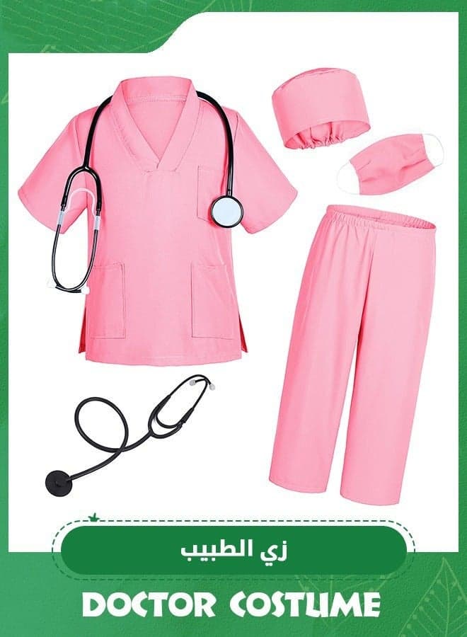 Kids Doctor Nurse Costume Set with Stethoscope Scrubs Surgeon Dress Up Role Play Toy Girls
