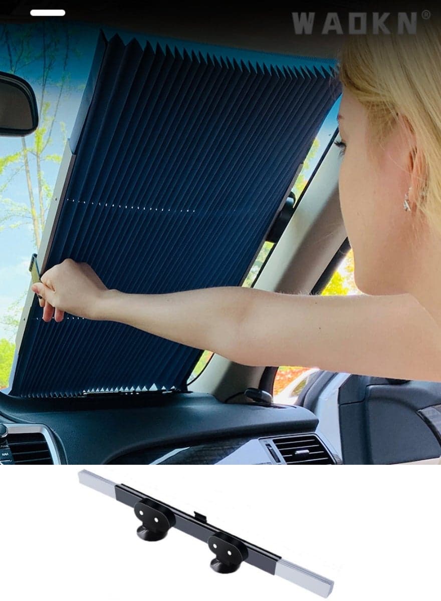 Car Sun Shade For Front Windshield,Retractable Windshield Sun Shade for Car, Large Sun Visor Protector Blocks 99% UV Rays Keep Vehicle Cool, Auto Sunshade Fits Front Window of Various Models