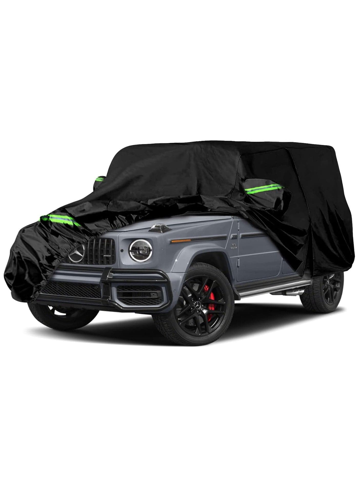 All Weather Protection Car Cover for Mercedes Benz Wagon G-Class 500 550 650 (2004-2024), Waterproof Coating with Reflectors, Soft Interior Lint Layer and Zipper (Black)