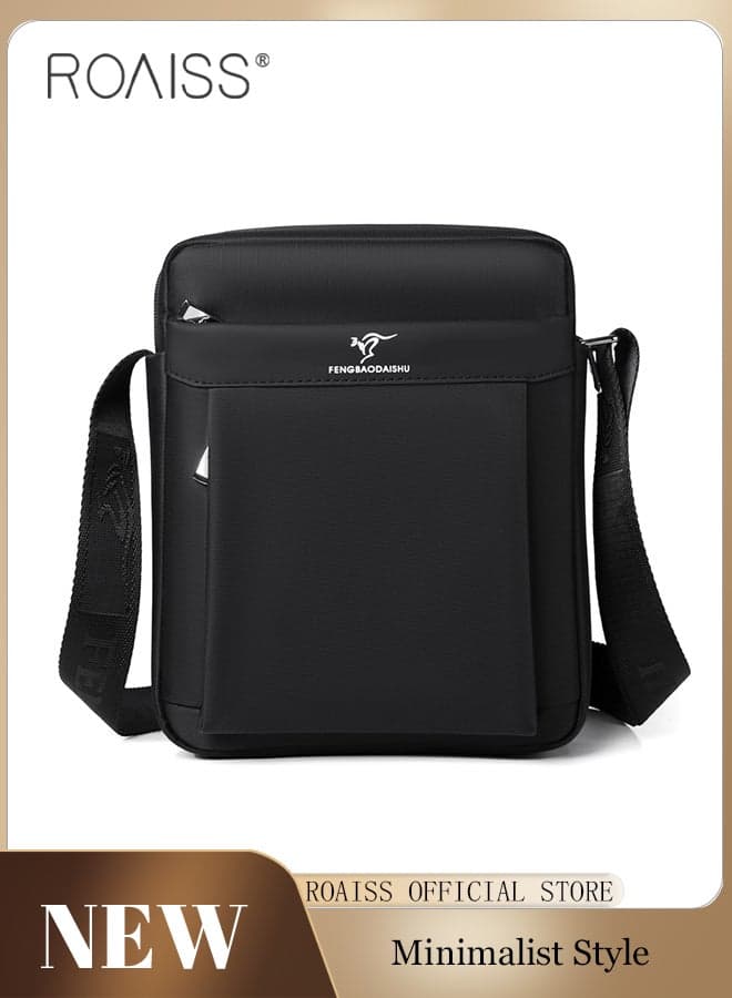 Casual Oxford Crossbody Bag for Men Multiple Pockets Smooth Zipper Adjustable Strap Waterproof Square Shoulder Bag Mens Fashionable Commuting Premium Wear Resistant Outdoor Backpack Black Handbag