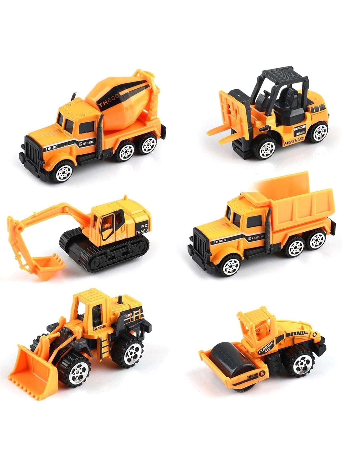 Small Construction Toys 6Pcs Construction Vehicles Trucks Kids Birthday Gifts Play Vehicle Toy Toddlers Boys Kid Toys Mini Car Toys Set Die Cast Engineering Excavator Digger Push Trucks