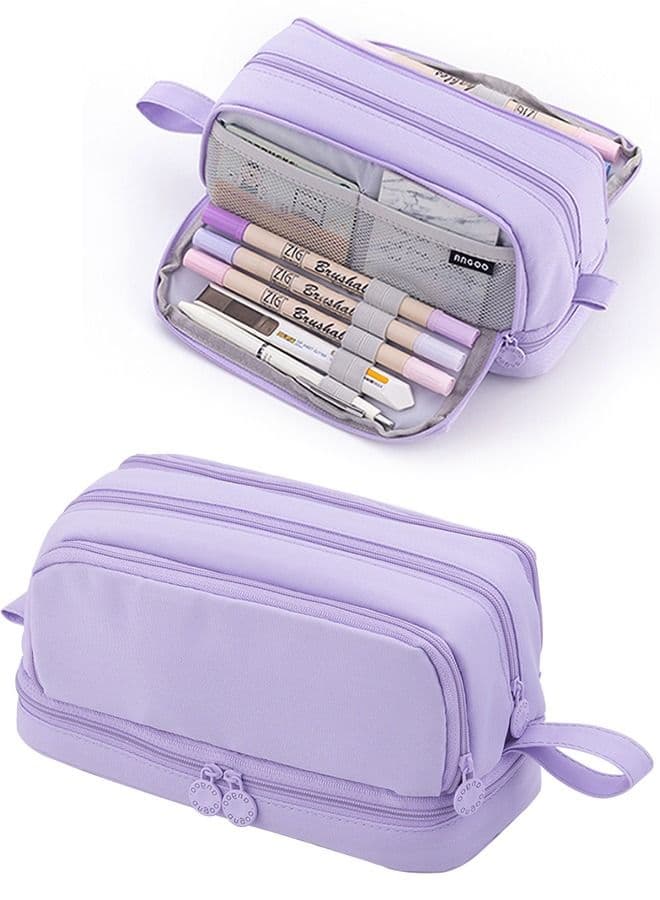 Big Capacity Pencil Case Canvas High Large Storage Pouch Marker Pen Case Simple Stationery Bag School College Office Organizer for Teens Girls Adults Student