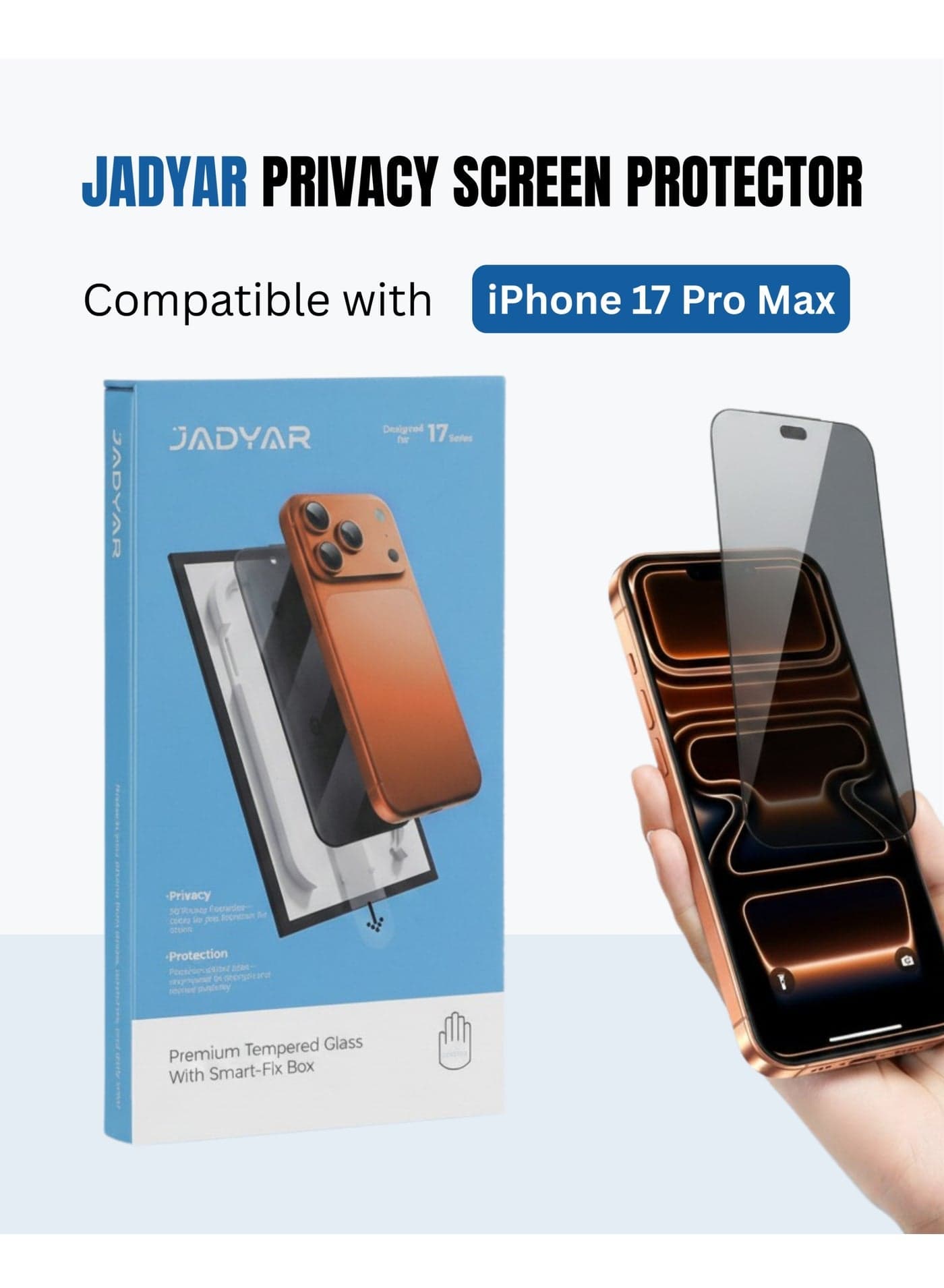 iPhone 17 Pro Max Smart-Fix Box Auto-Install Screen Protector | 9H Privacy Tempered Glass | HD Clear | Anti-Fingerprint