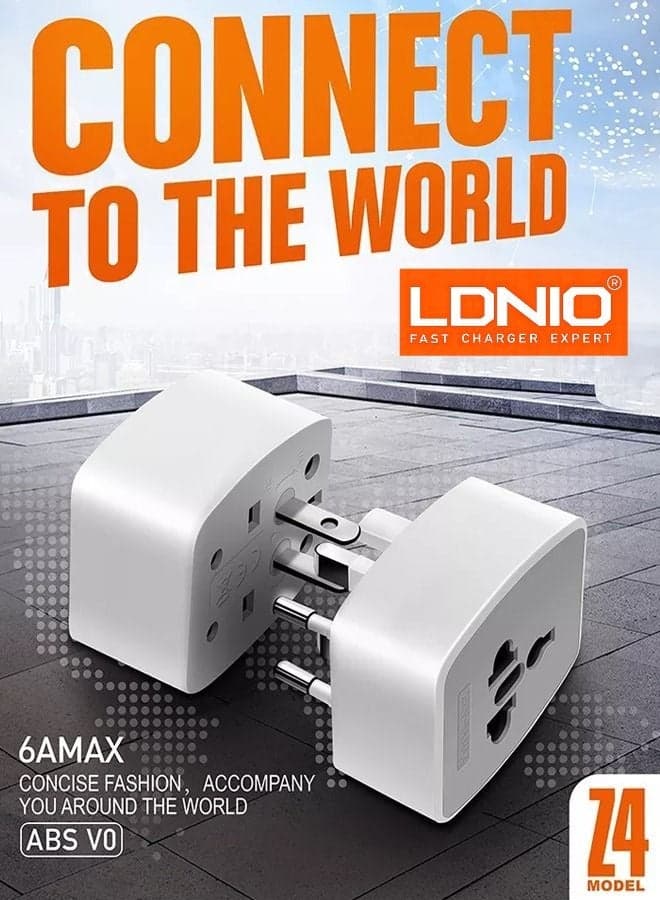 Universal Conversion Plug for Travel – Mini Worldwide Travel Adapter with US/AU/EU/UK Plug Compatibility, 250V 6A Power Rating, Safety Shutters & Overload Protection – Compact Charger Adapter for Mobile, Laptop, Power Bank