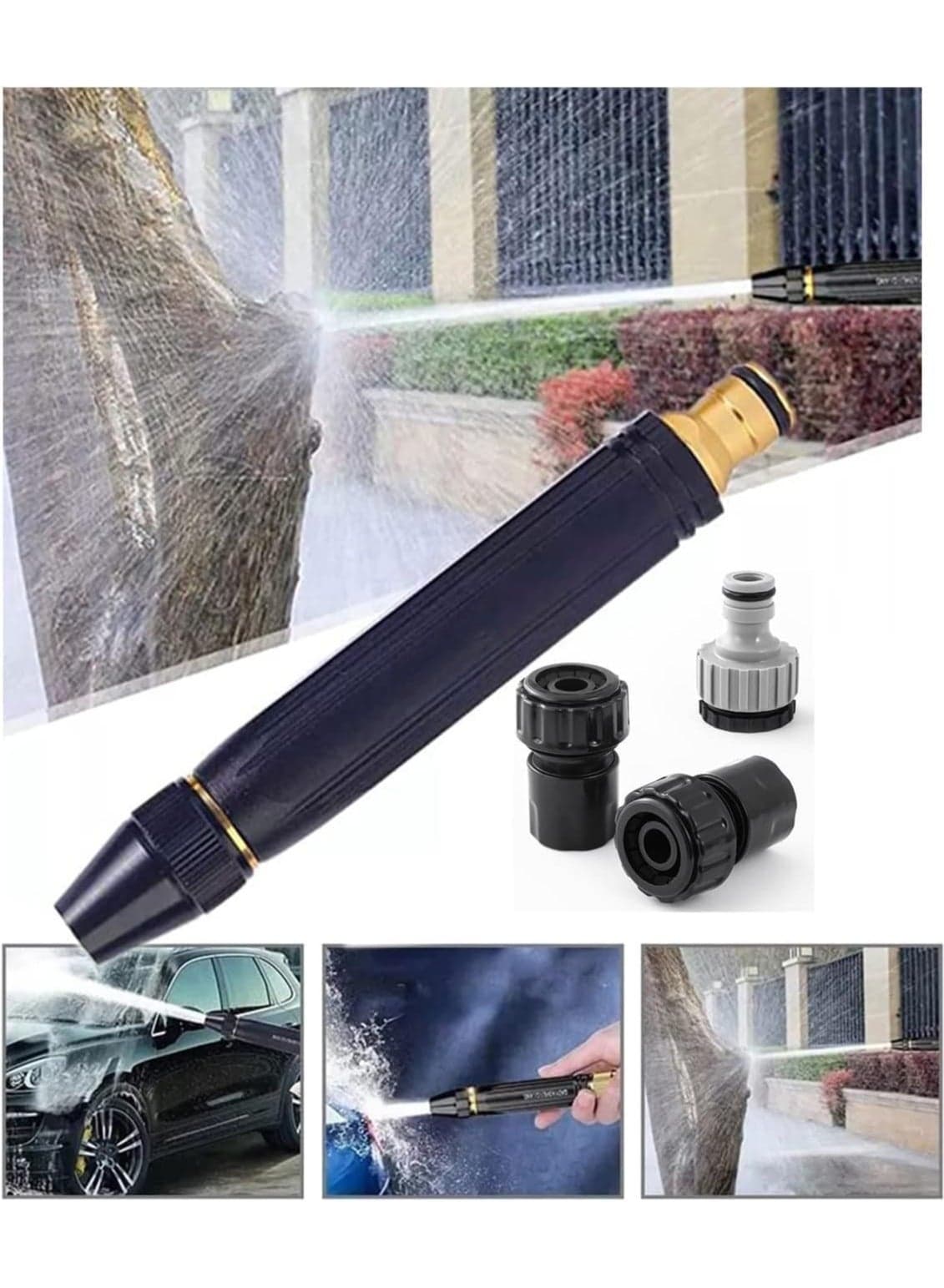 Upgrade Car Washing High Pressure Water Gun Nozzle Garden Hose Nozzle Spray High Pressure Metal Water Gun Sprinkler Adjustable Metal Nozzle