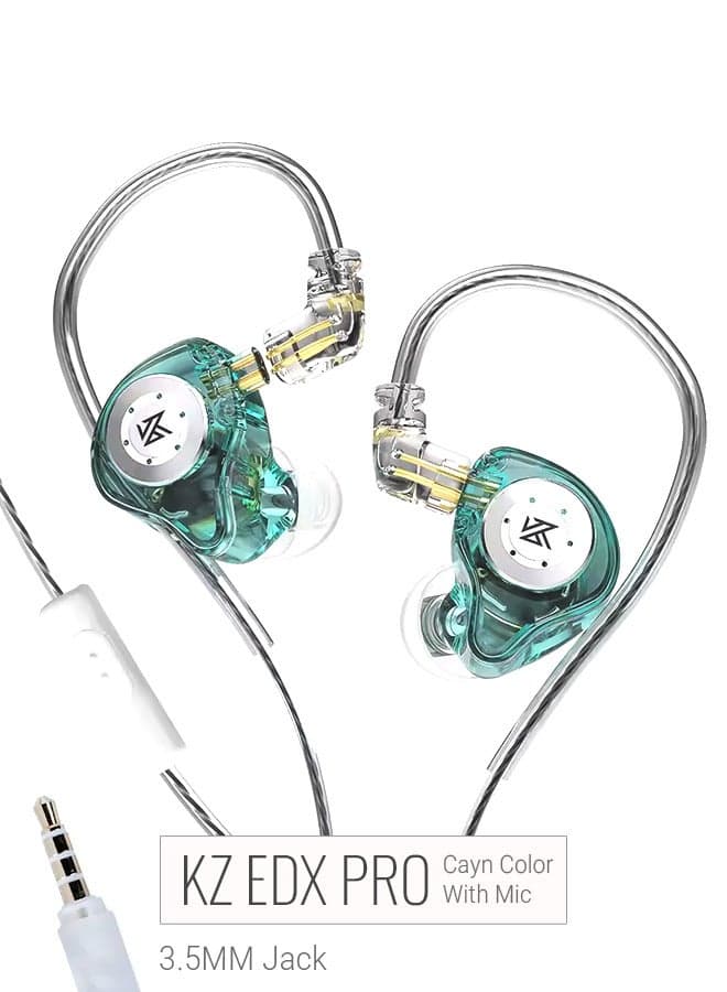 KZ EDX PRO Earphones, KZ in Ear Monitors, HiFi Gaming Earbuds with New 1DD 10mm Dynamic Driver, Bass Sound Wired Earbuds, IEM Earbuds with Detachable Cable for Music Gaming Video (Cayn, with mic)