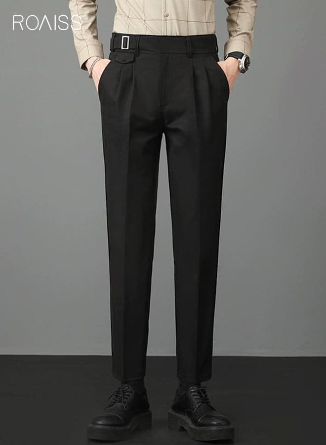 Men's Trousers Men Suit Pants Mens Thin Linen Dress Pants Male Straight Business Office Trousers Man Formal Straight-Leg Fit Pants with Tapered Ankles and Pockets for Men