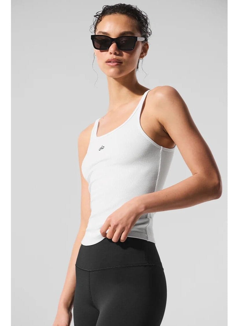 ALO YOGA Solid Color Basic Tank Top - Essential for Daily Slim Fit Layering & Outerwear, Comfortable and Breathable