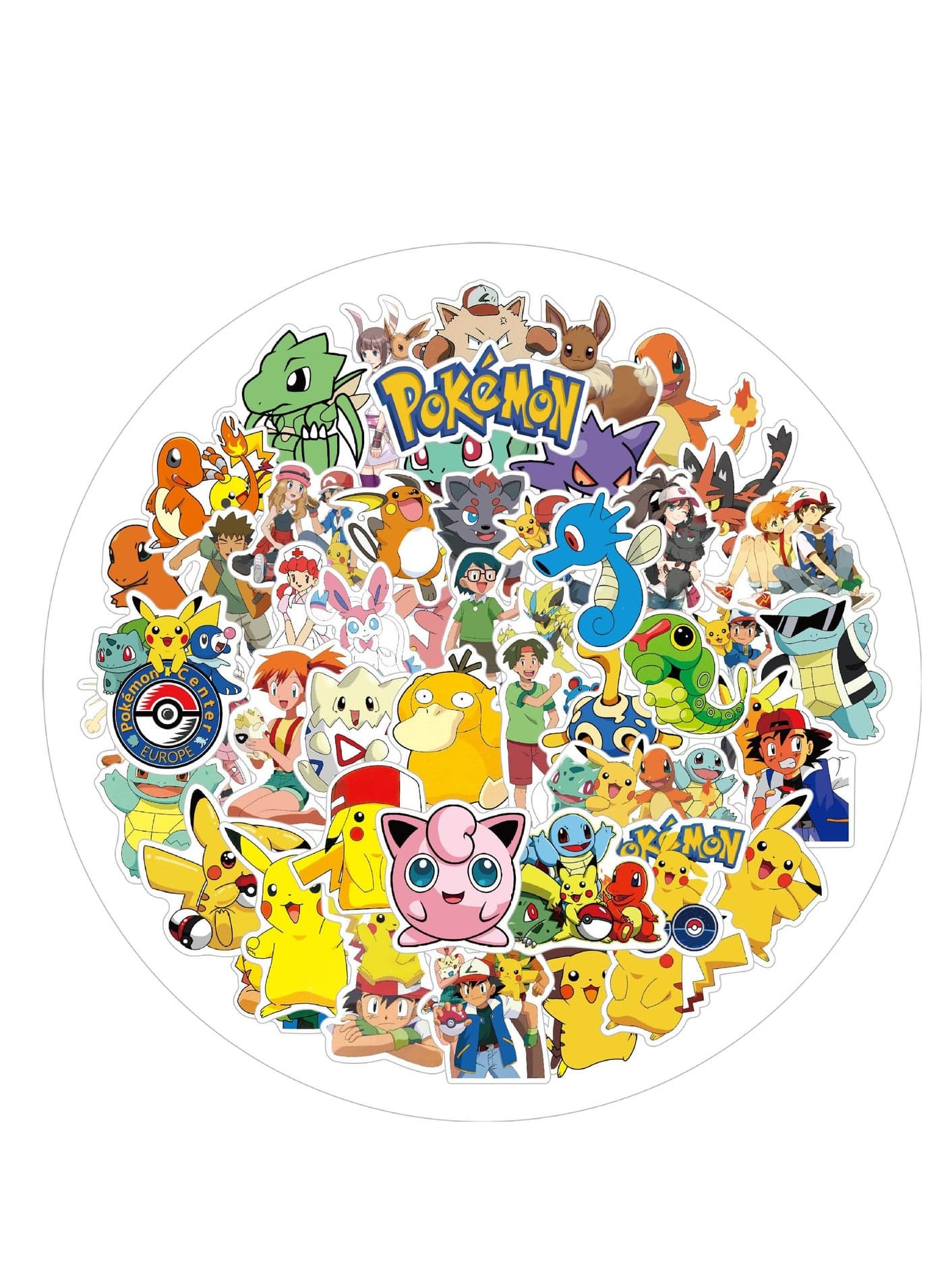 100 Pcs Cute Pokemon Stickers for Kids, Water Bottle Stickers Waterproof Vinyl Phone Skateboard Laptop Stickers, Aesthetic Sticker Packs for Girls Teens