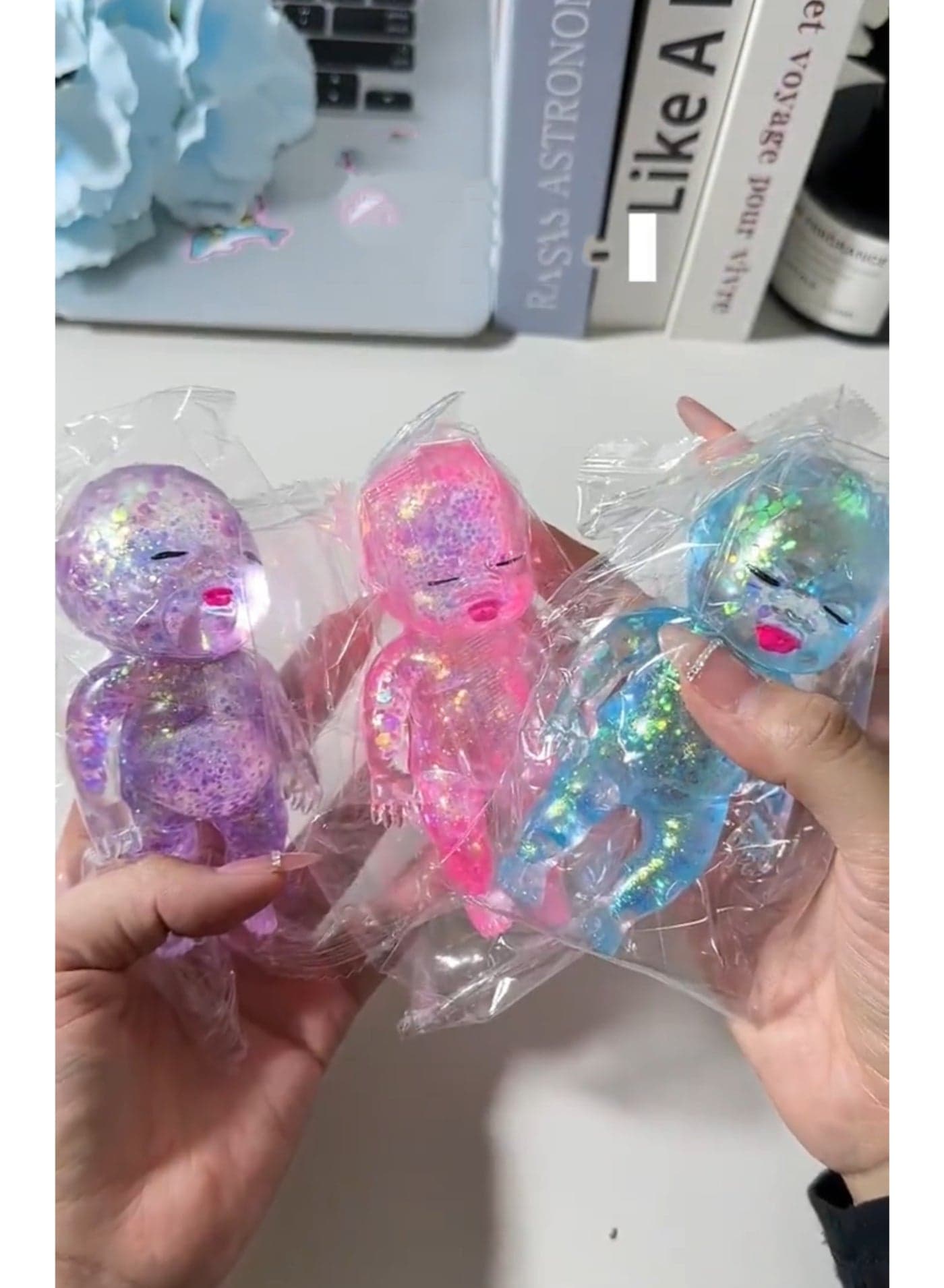 3PCS Baby Squishy, Slow Rising Sensory Stress Toy, Squishy Babies Malt Sugar Fidget for Anxiety Relief, Desk Decor & Gift(Purple)