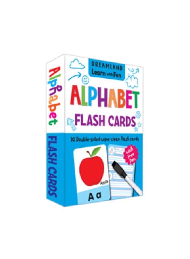 Flash Cards Alphabet - 30 Double Sided Wipe Clean Flash Cards for Kids (With Free Pen)