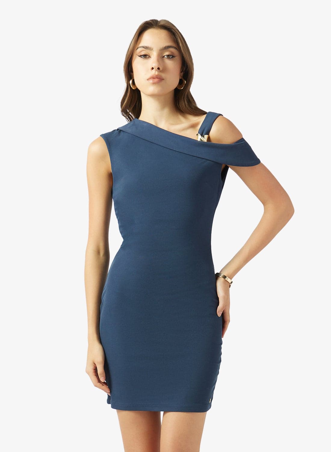 One-Shoulder Asymmetric Bodycon Mini Dress