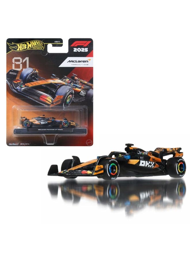 Hot Wheels 1:64 Scale Premium Die-Cast Formula 1 Collectible Toy Race Car with Real Riders Tires & Metal/Metal Body & Chassis