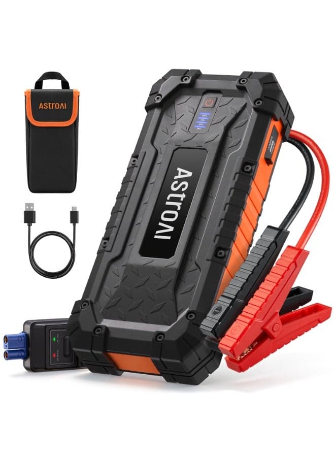 AstroAI S8 Ultra 4000A Car Jumper Starter Batteries Portable Car Jump Starters for Up to 10.0L Gas & 8.0L Diesel Engines Portable 12V Portable Jump Box with 3 Modes Flashlight Auto Battery Booster with Jumper Cable Father's Day Gift Present for Dad