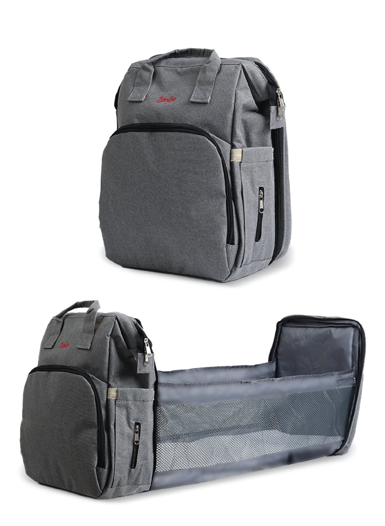 Zenito Stylish Diaper Bag - Large Capacity Organizer -Diaper Bag Backpack, Baby Travel Bag,Large Capacity Baby Diaper Bag with Changing Pad, Waterproof Travel Backpack for Boys & Girls - Grey